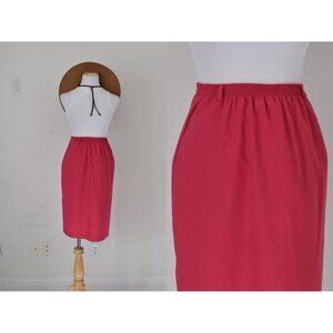 Vintage 90s Poly/Rayon/Linen Fushia Skirt size 8P‎ | 24-28 waist